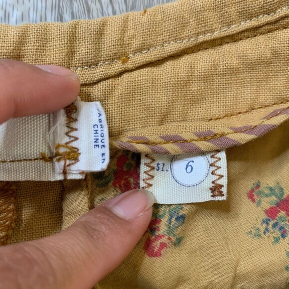 Hei Hei Shorts Women 6 Curry Linen Blend Pleated Pocket Drawstring Anthropologie - Picture 6 of 11